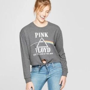 Pink Floyd Gray Cropped Tie Front Sweatshirt L